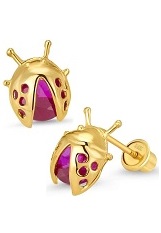 plain gold lady bug baby stud earrings